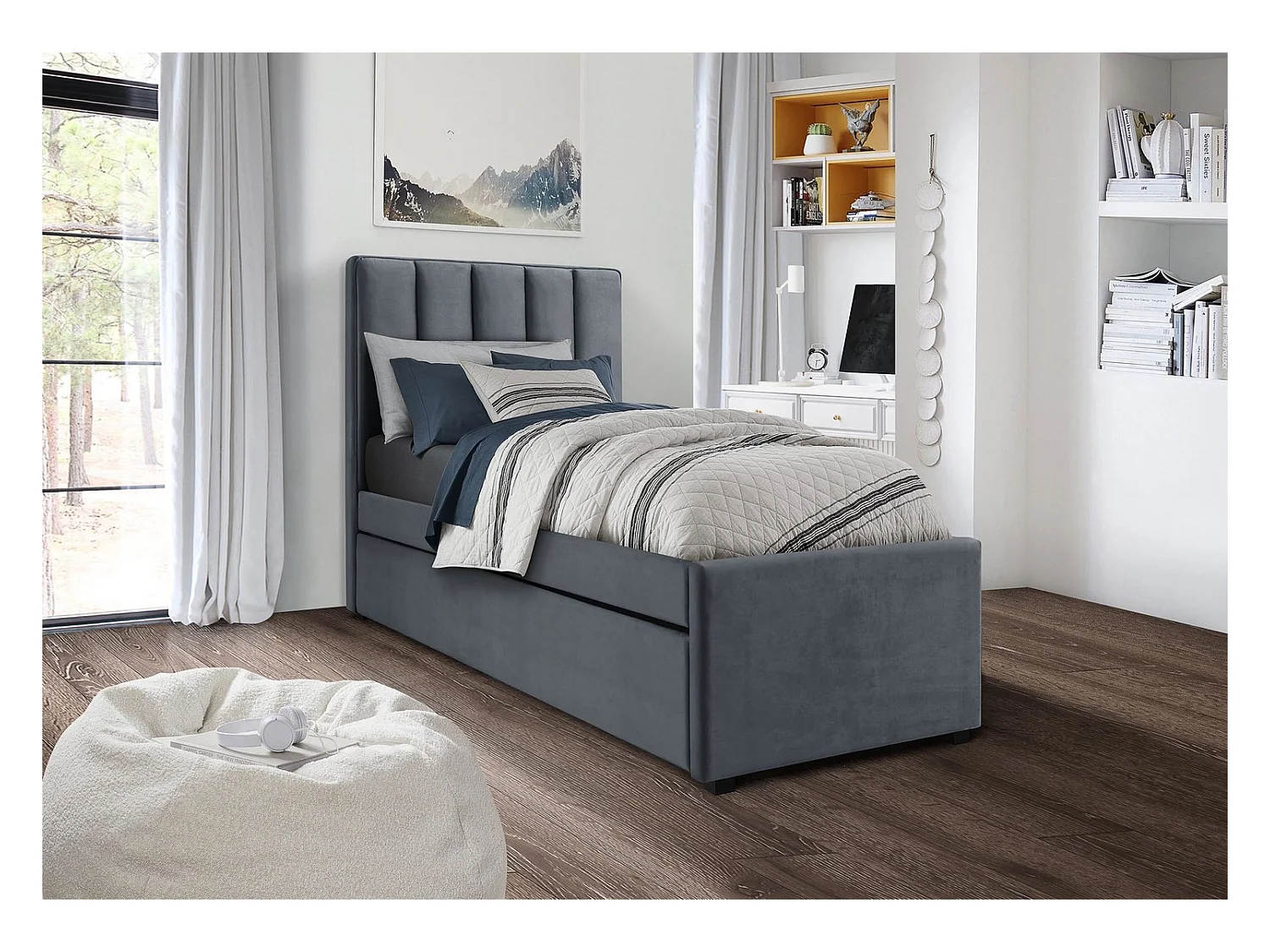 Lit Russo S (90x200)/Tissu/Gris