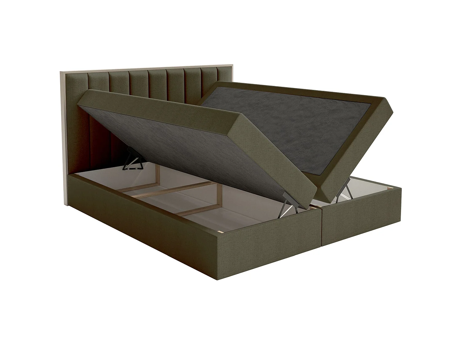 Boxspringbed 160x200 – opbergruimte en topper – hydrofobe chenille – donkergroen – TOGENTS