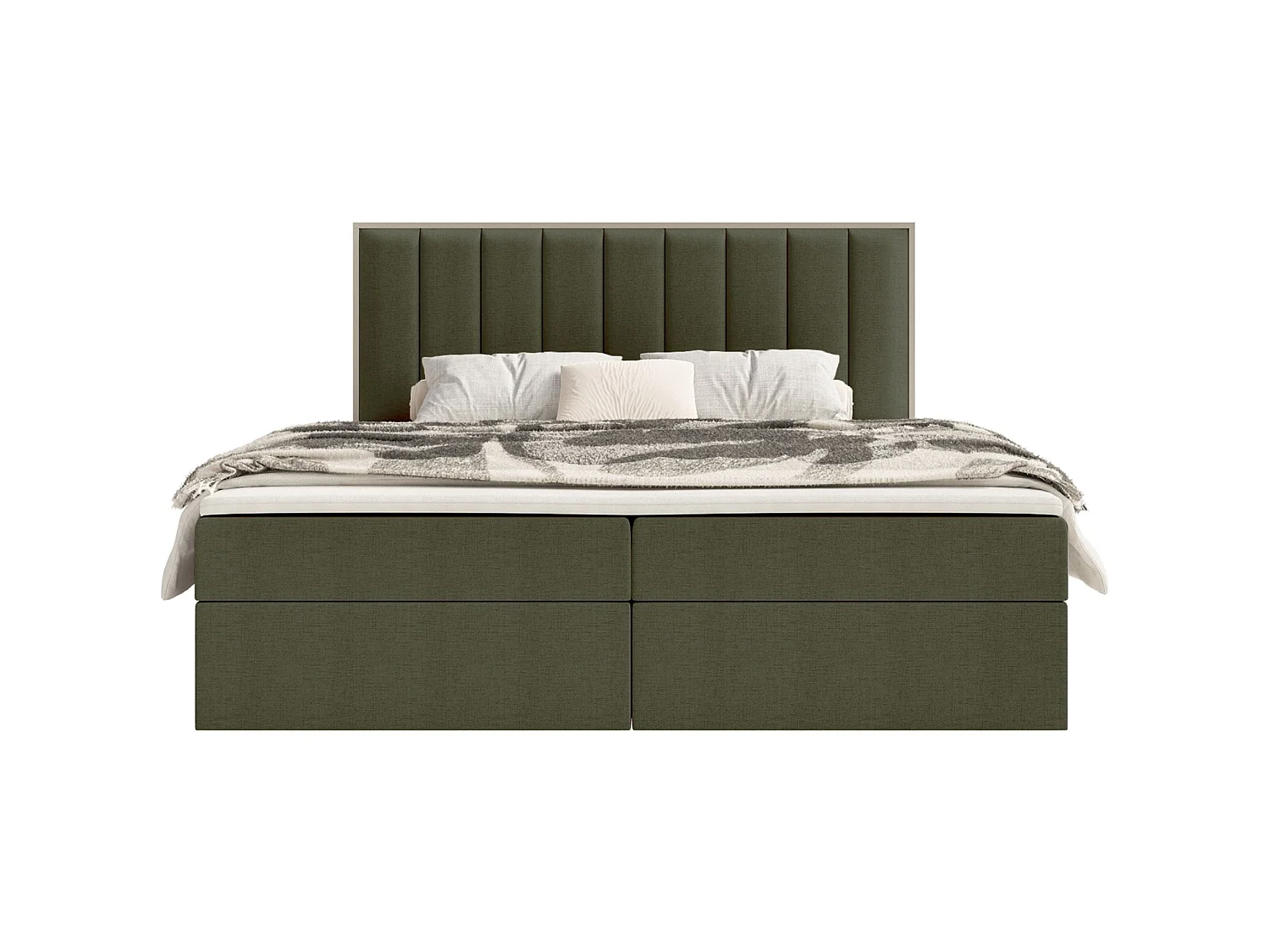 Boxspringbed 160x200 – opbergruimte en topper – hydrofobe chenille – donkergroen – TOGENTS