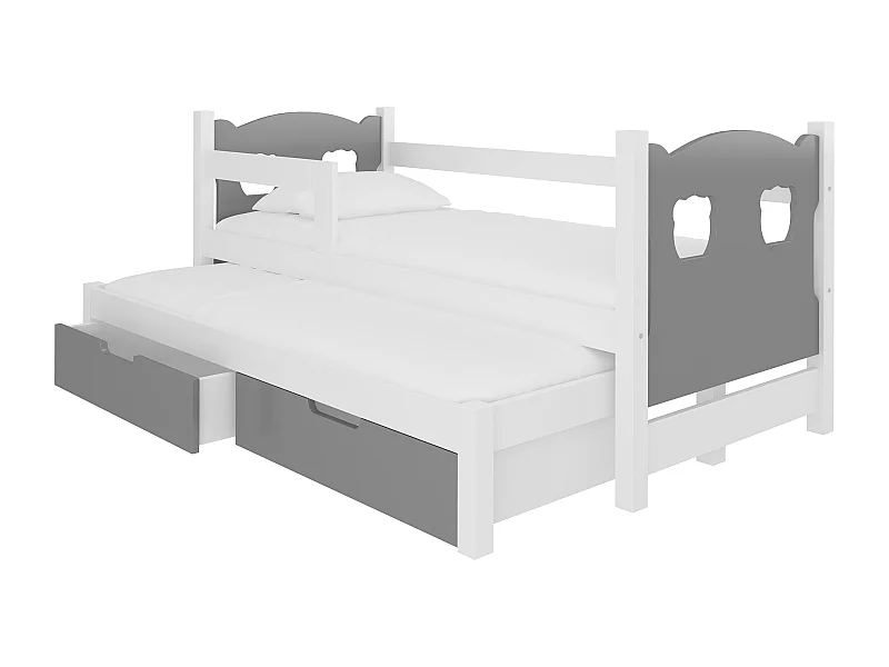 KINDERBETT Campos Farbe Kiefer weiß / grau 188 / 81 / 80cm