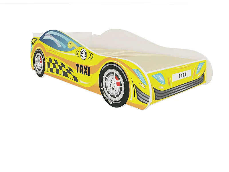 KINDERBETT Taxi weiß / Motiv Taxi 74 / 153 / 48cm