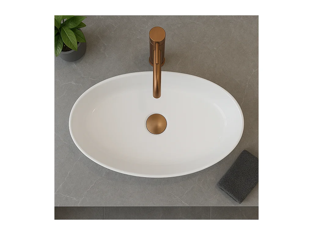 Lavabo Da Appoggio Rea Adriana Oval White