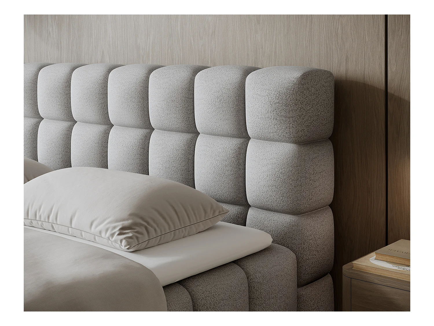 Letto box spring Damian/140x200/rivestimento in tessuto/Grigio