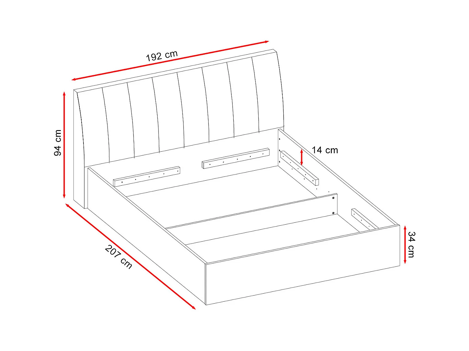 DOPPELBETT Italia weiß matt / weiß hochglanz 192 / 206,4 / 94cm