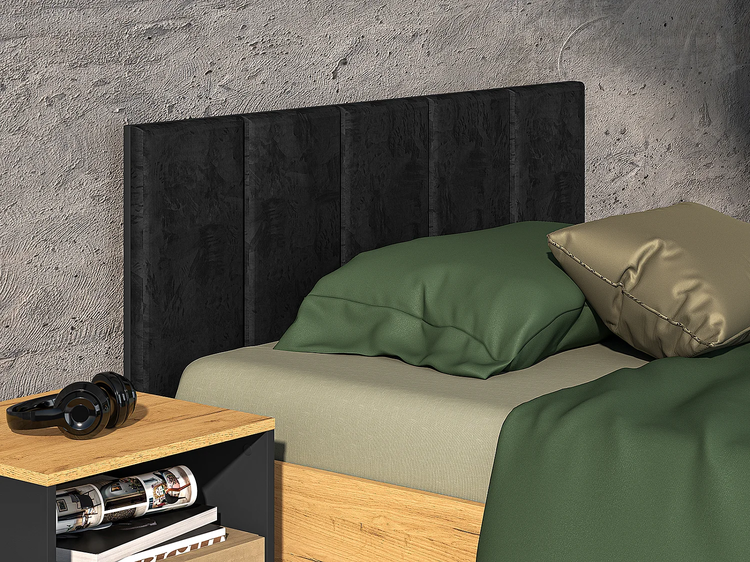 BETT Colt schwarz / Craft Gold Eiche 126 / 208 / 90cm