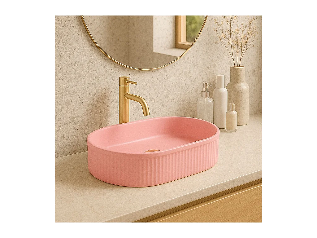 Aufsatzwaschbecken Rea Vanda Bubble Gum Matt Oval Pink