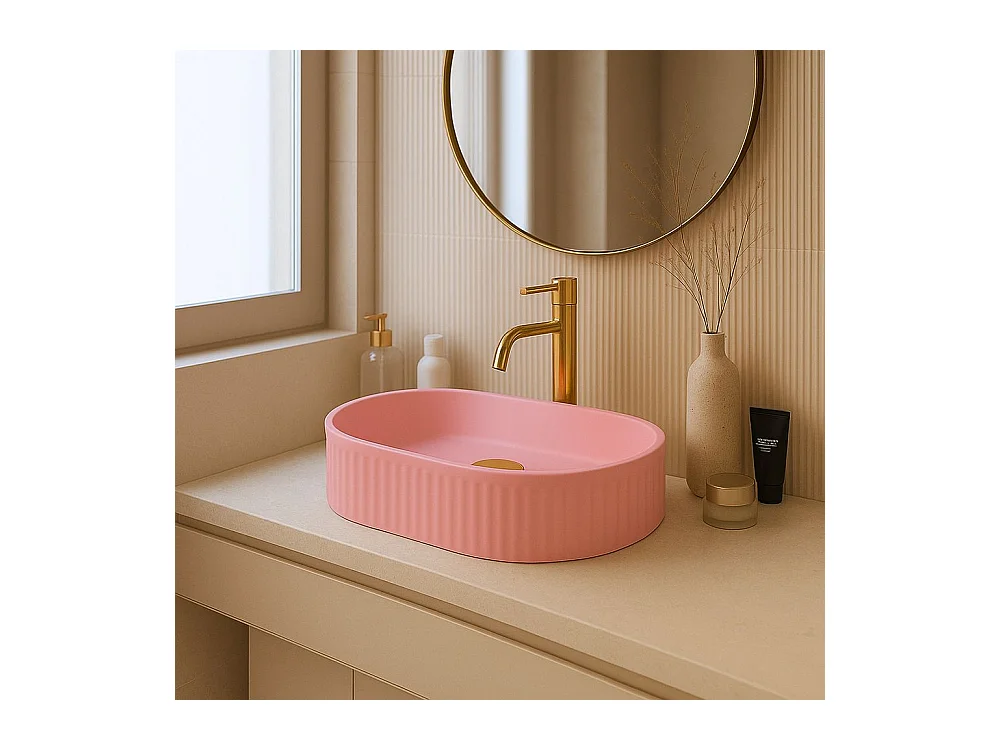 Aufsatzwaschbecken Rea Vanda Bubble Gum Matt Oval Pink
