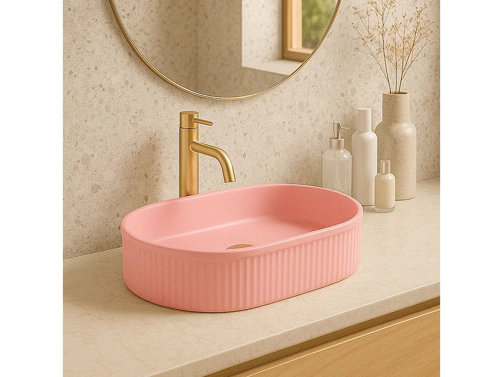 Opzetwastafel Rea Vanda Bubble Gum Matt Oval Pink