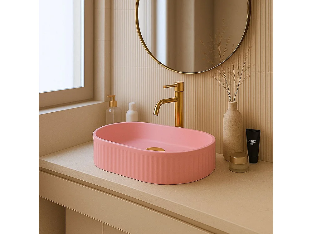 Opzetwastafel Rea Vanda Bubble Gum Matt Oval Pink