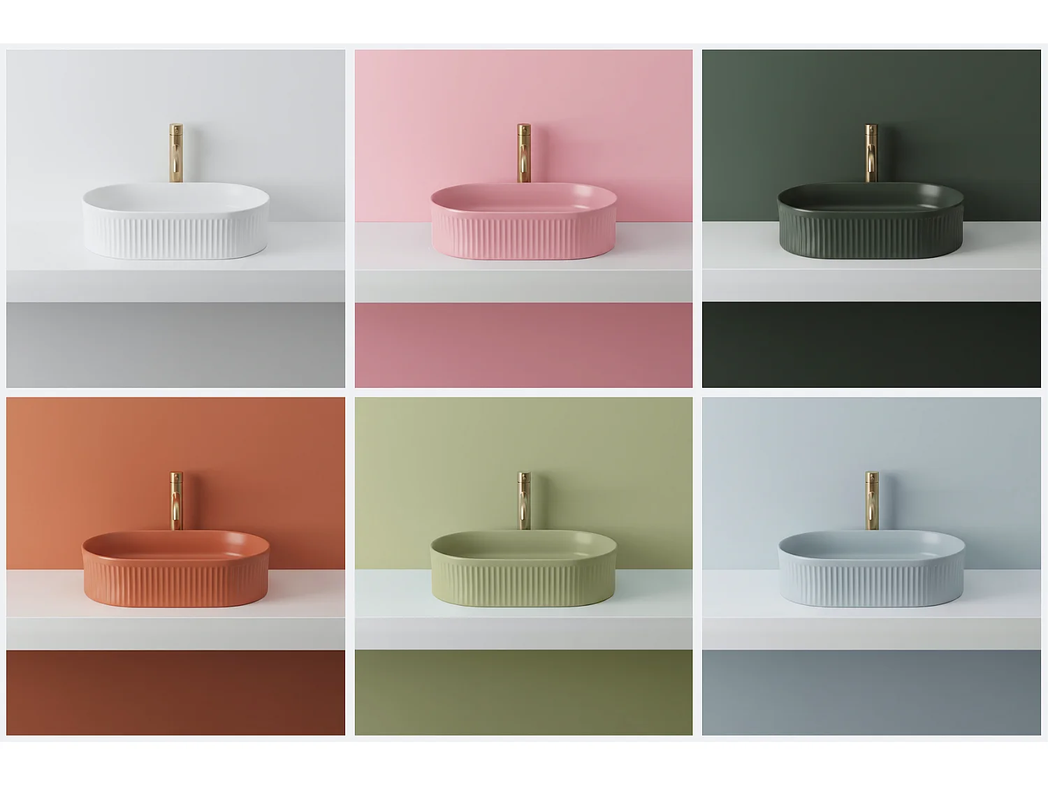 Opzetwastafel Rea Vanda Bubble Gum Matt Oval Pink