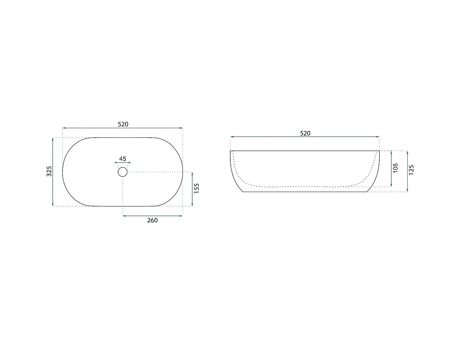Lavabo Da Appoggio Rea Amelia 52 White
