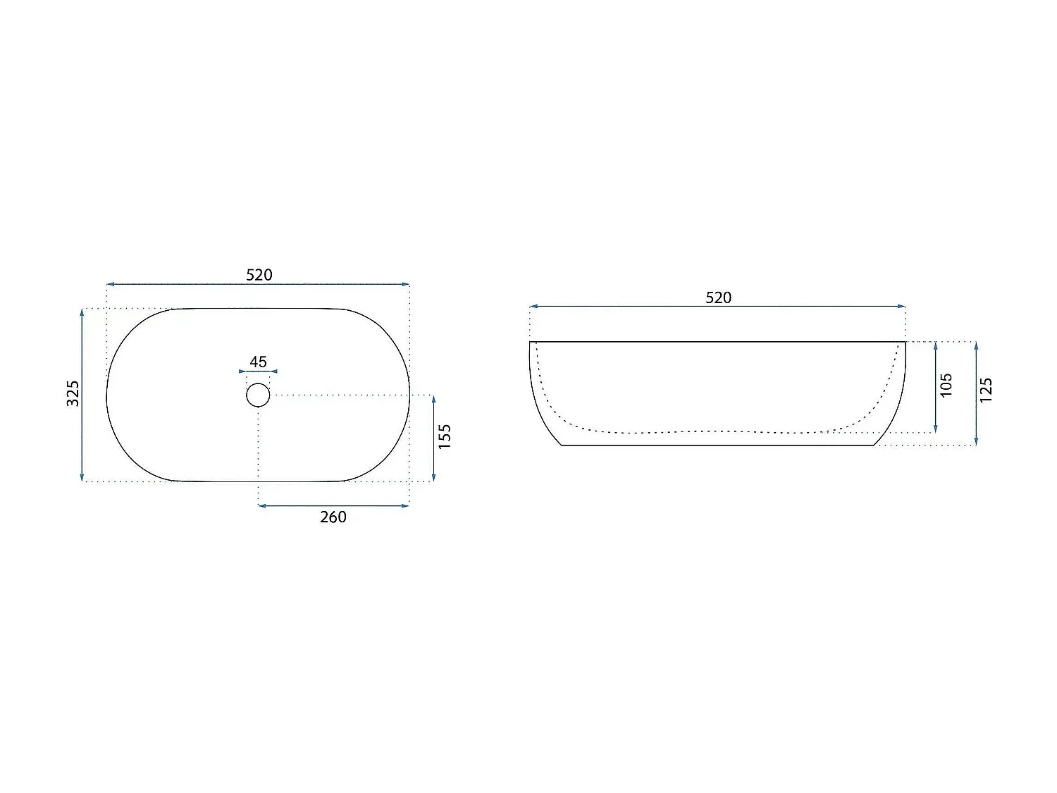 Vasque À Poser Rea Amelia 52 White