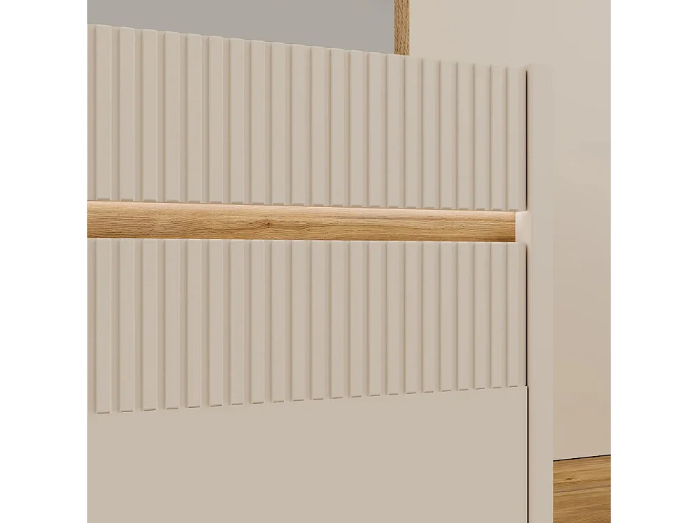 Garderobe Skver/Schubalden/Drehtüren/Kleiderstange/Spiegel/Beigegrau&Artisan