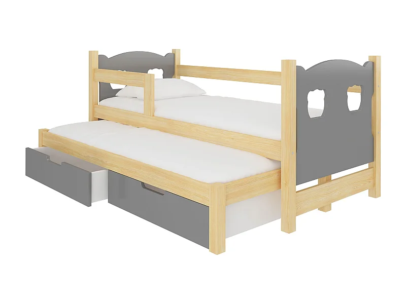 KINDERBETT Campos Farbe Kiefer Natur / grau 188 / 81 / 80cm