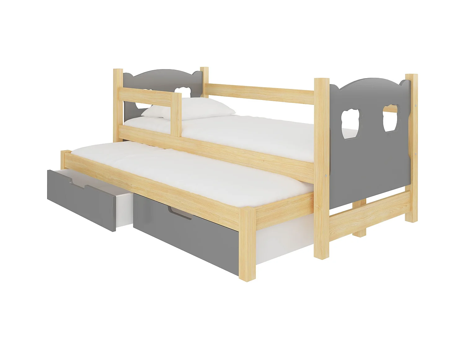 KINDERBETT Campos Farbe Kiefer Natur / grau 188 / 81 / 80cm