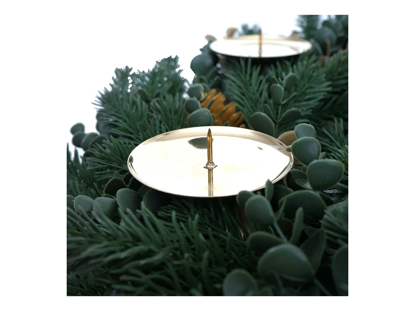 Künstlicher Kranz MCW-O98, Tanne mit goldfarbenen Zapfen