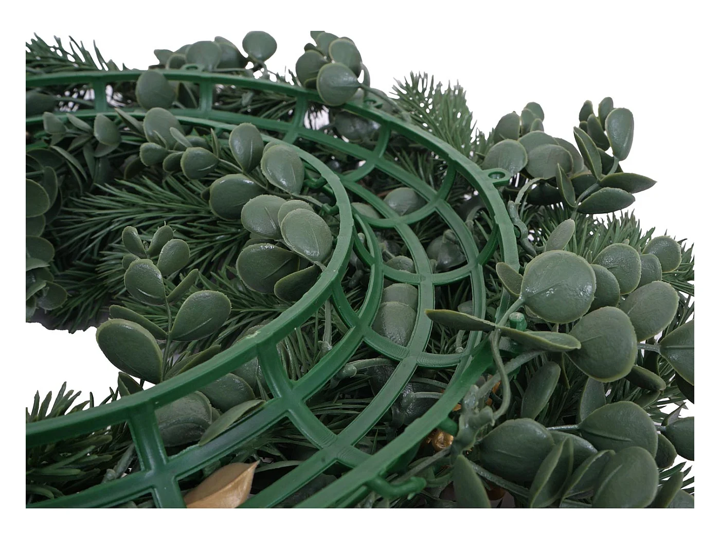 Künstlicher Kranz MCW-O98, Tanne mit goldfarbenen Zapfen