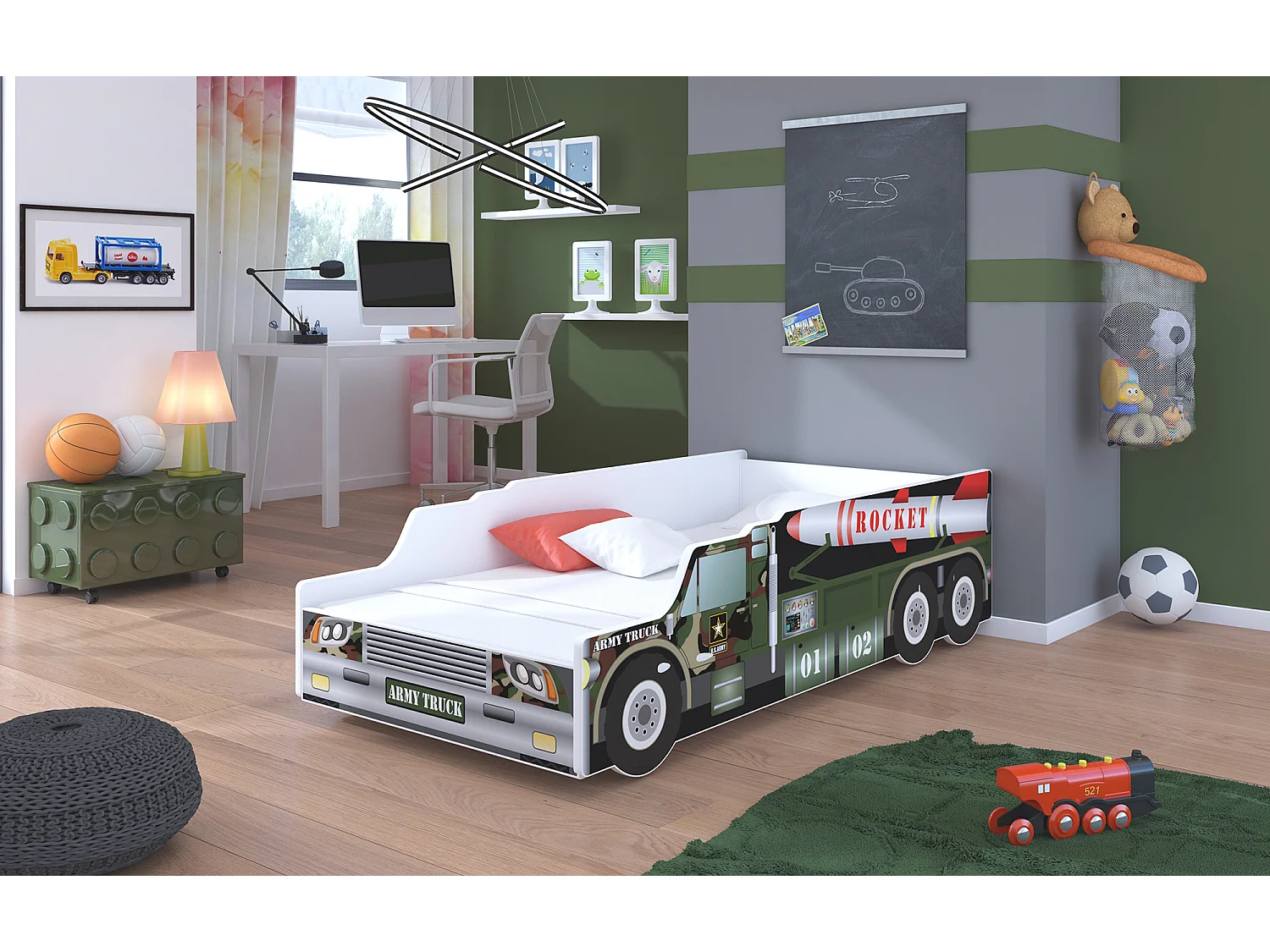 KINDERBETT Rocket 153 / 74 / 60cm weiß / Motiv Rocket