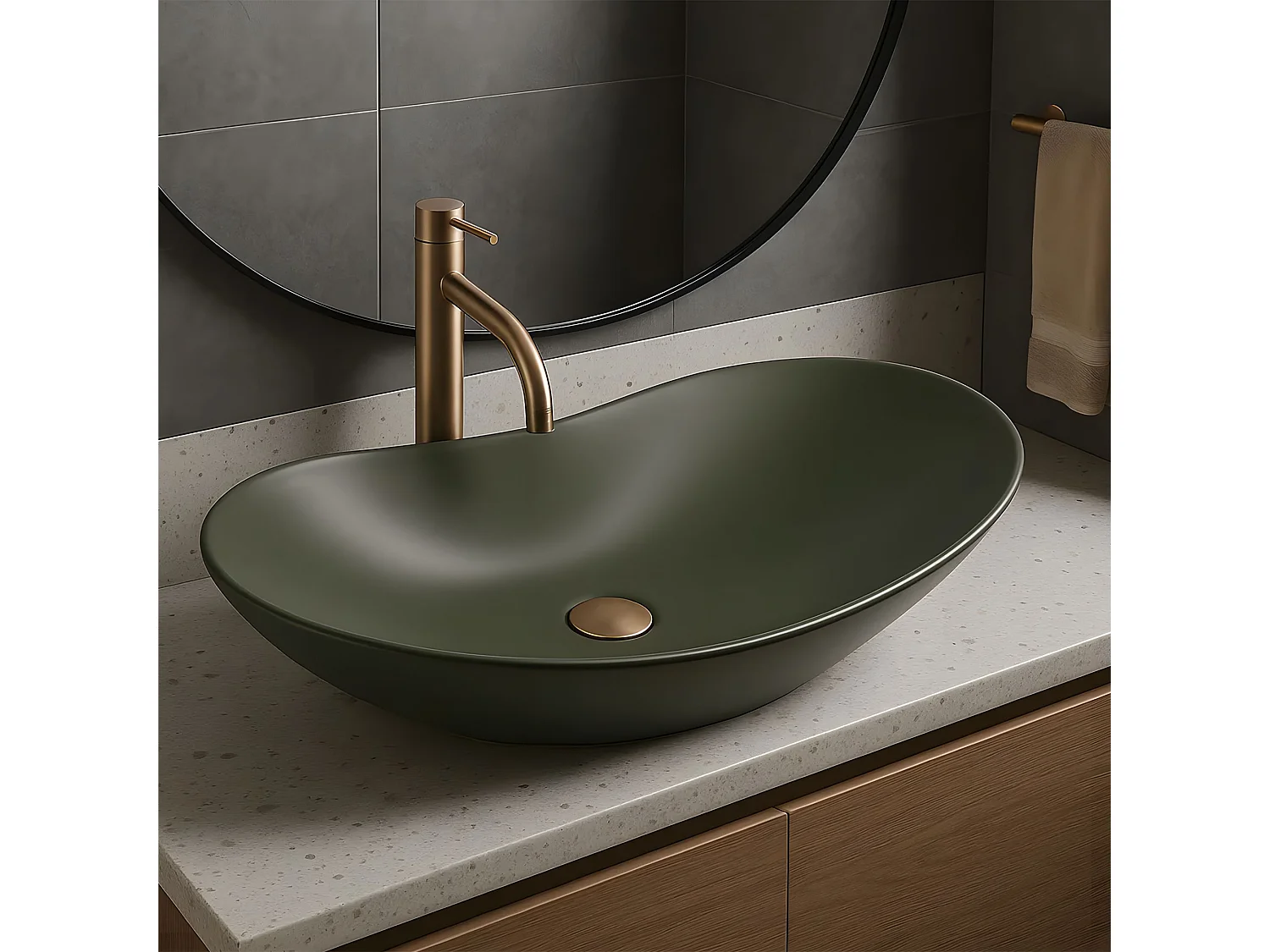 Vasque À Poser Rea Royal Oval Green