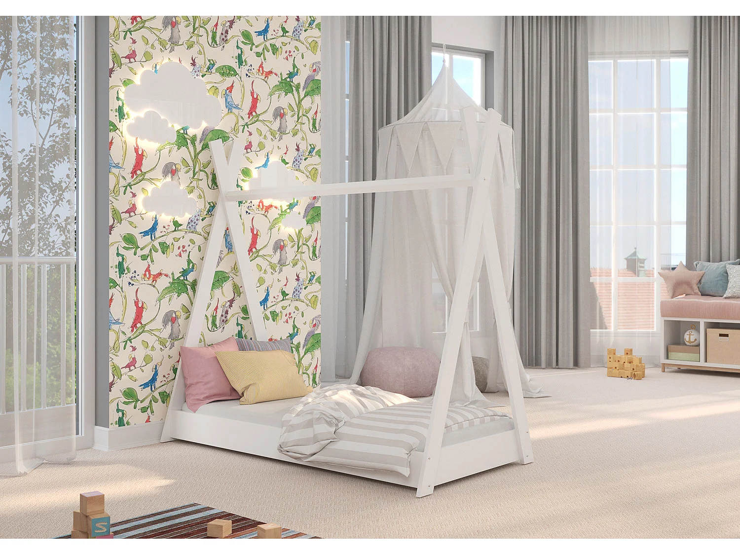 KINDERBETT Rene 86 / 163 / 157,5cm weiß