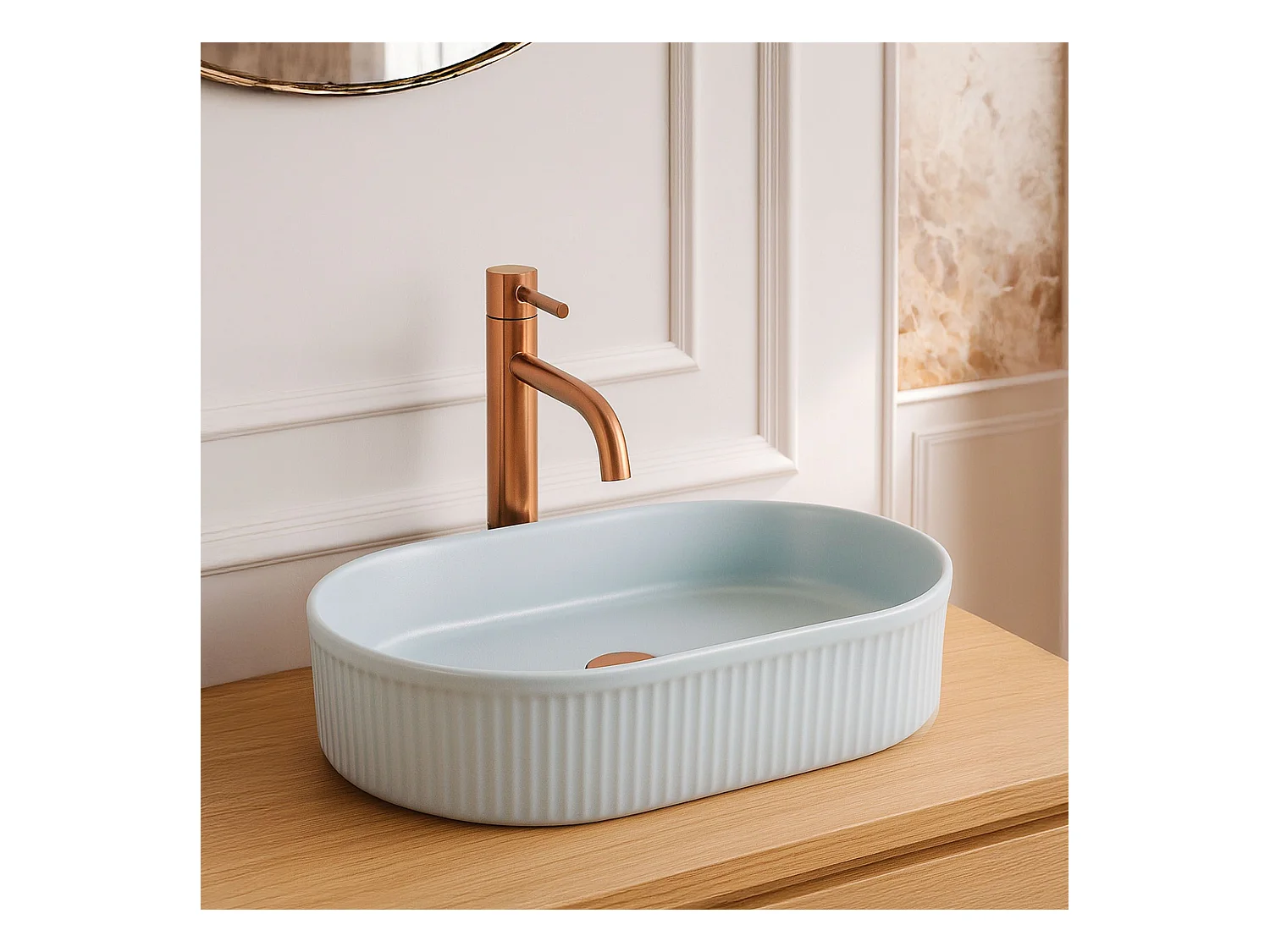 Lavabo Da Appoggio Rea Vanda Baby Matt Oval Blue