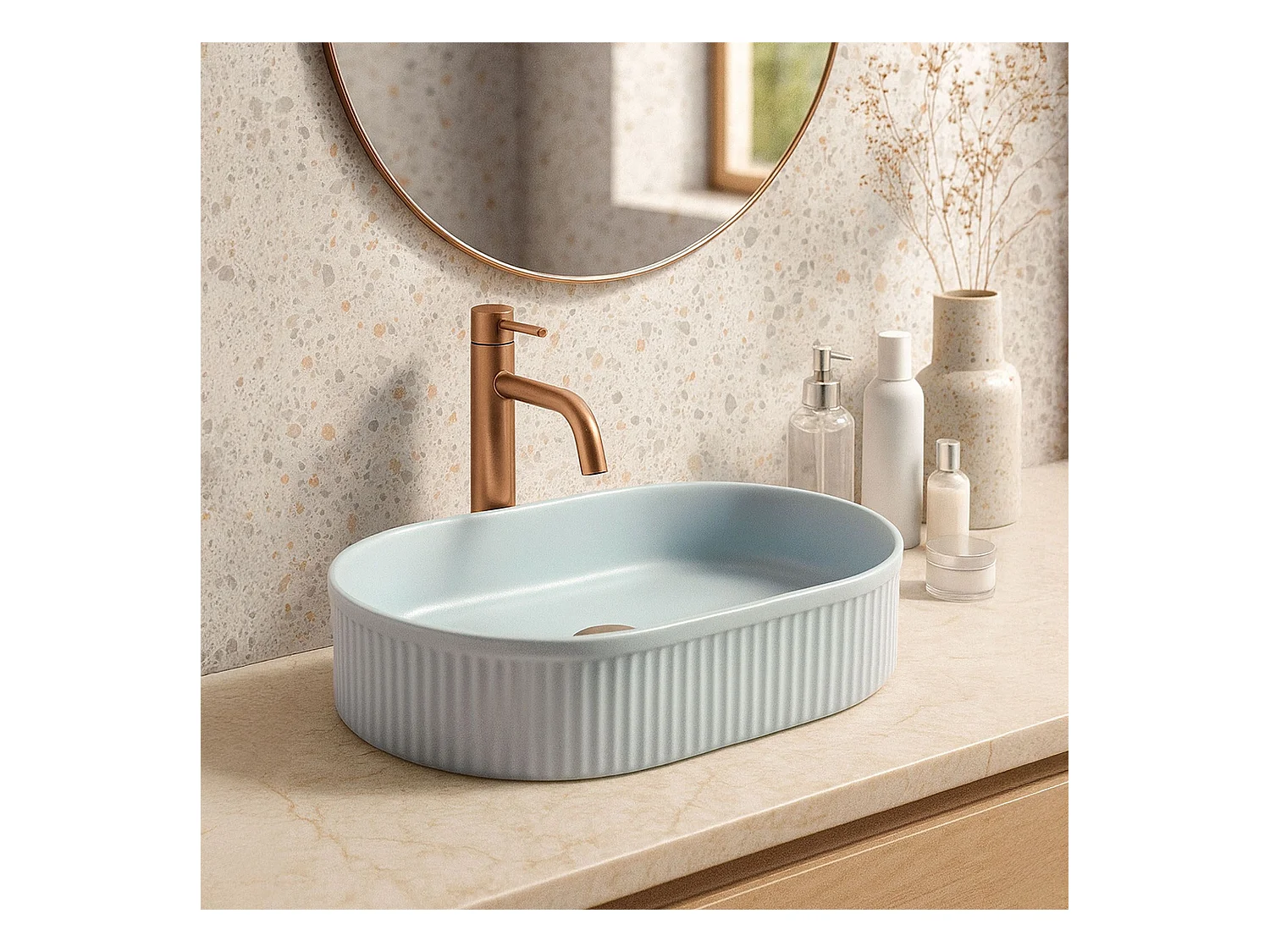 Lavabo Da Appoggio Rea Vanda Baby Matt Oval Blue