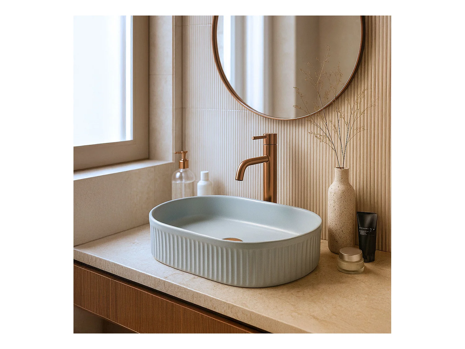 Lavabo Da Appoggio Rea Vanda Baby Matt Oval Blue