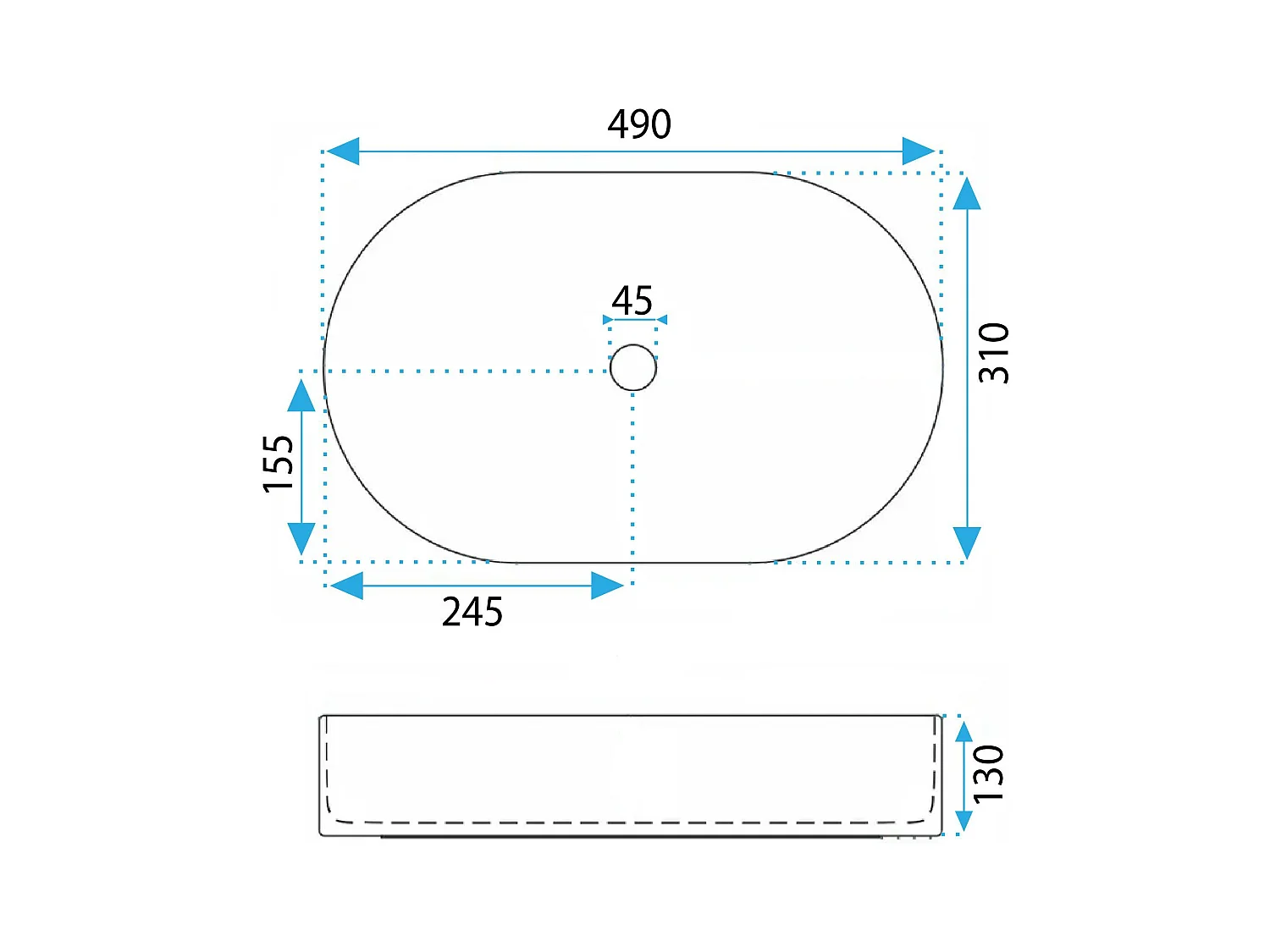 Lavabo Da Appoggio Rea Vanda Baby Matt Oval Blue
