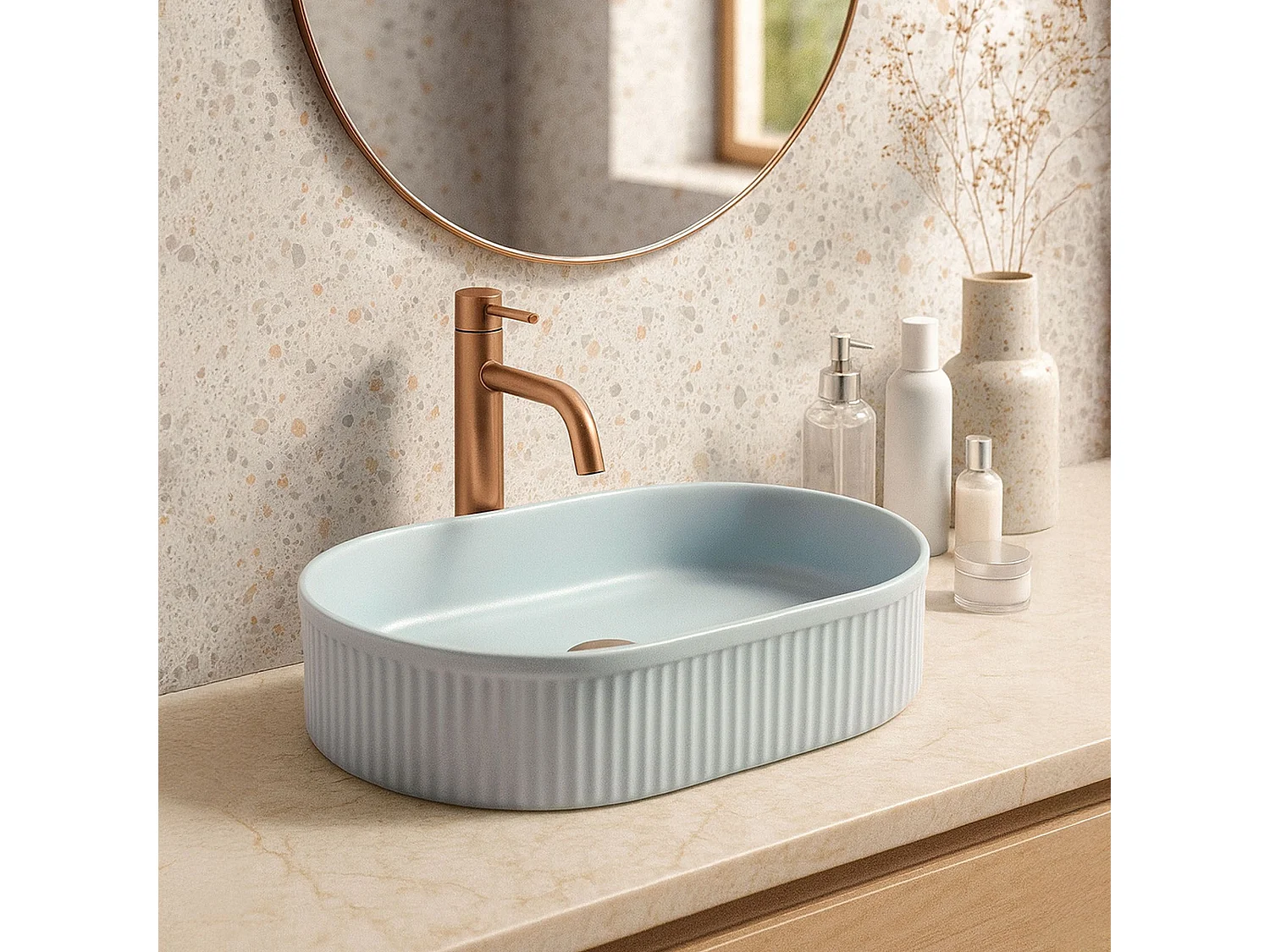 Vasque À Poser Rea Vanda Baby Matt Oval Blue