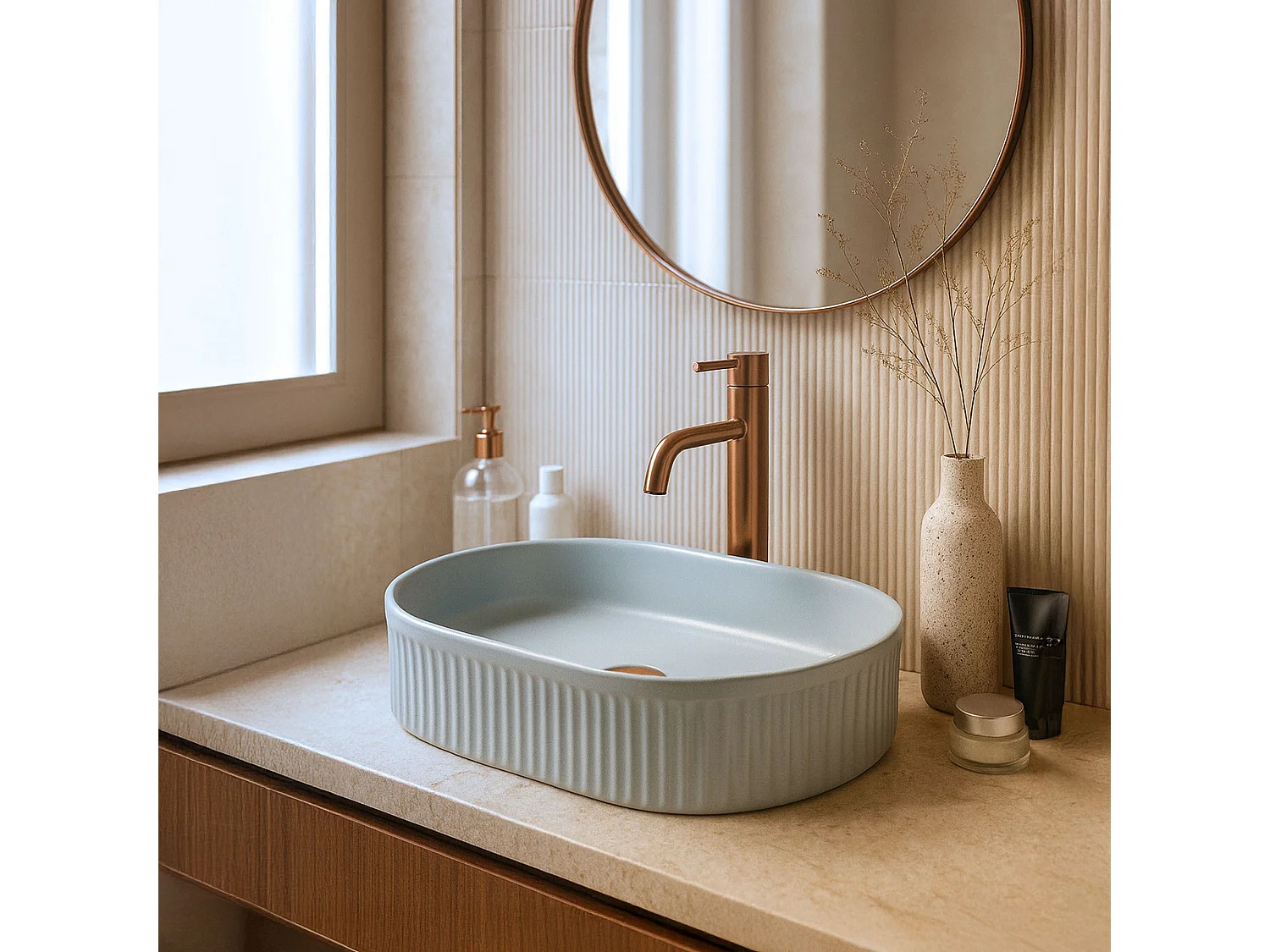 Vasque À Poser Rea Vanda Baby Matt Oval Blue