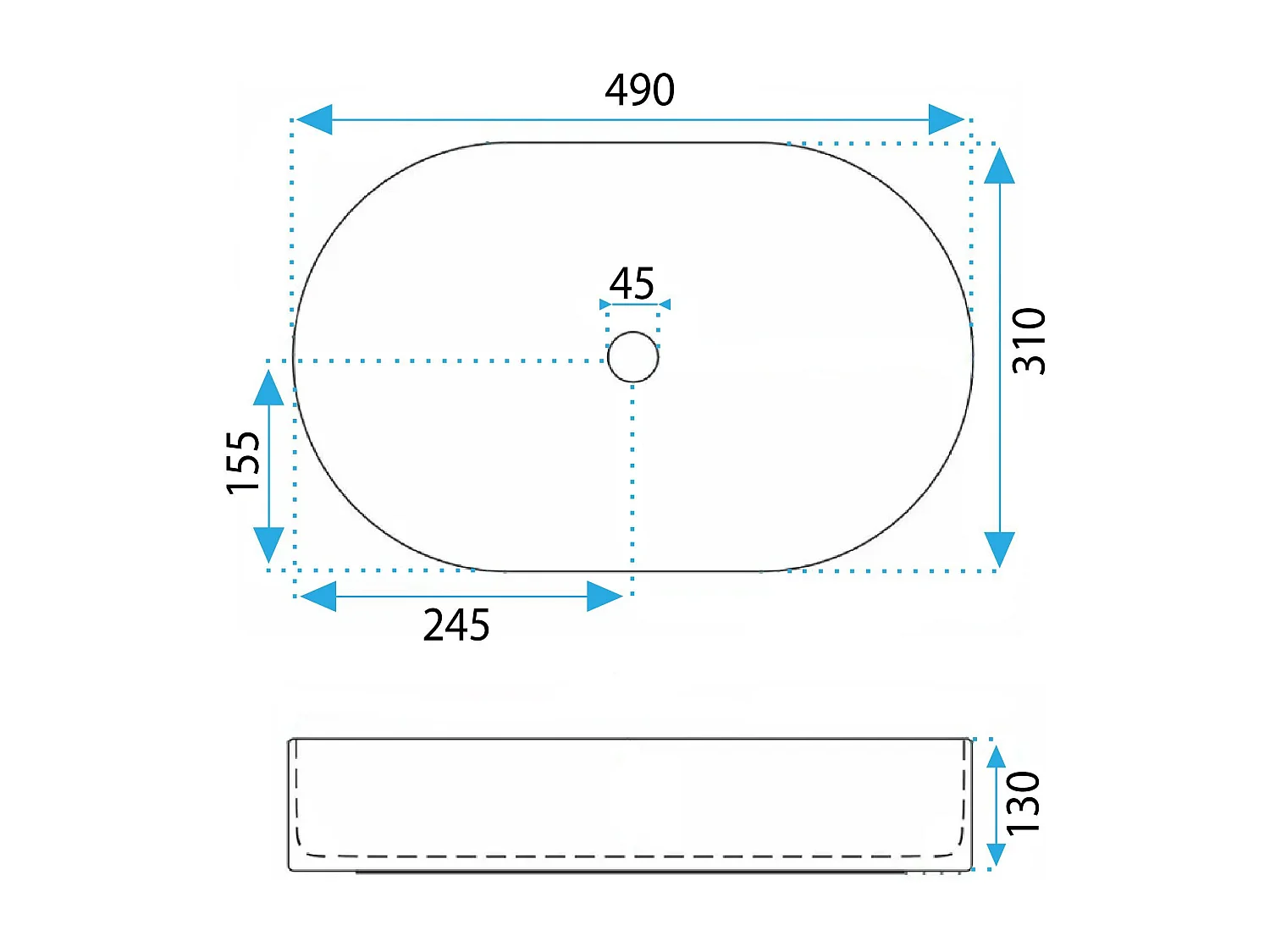Vasque À Poser Rea Vanda Baby Matt Oval Blue