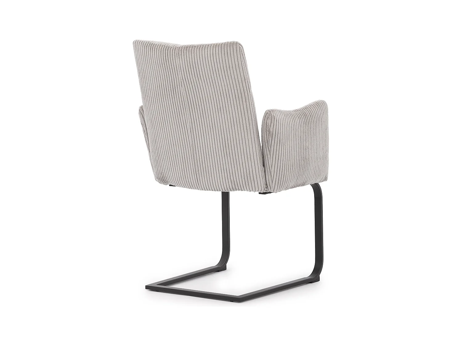 Lot de 2 chaises rembourrées au design moderne, en velours côtelé gris, avec accoudoirs et piètement luge en métal noir - Hera