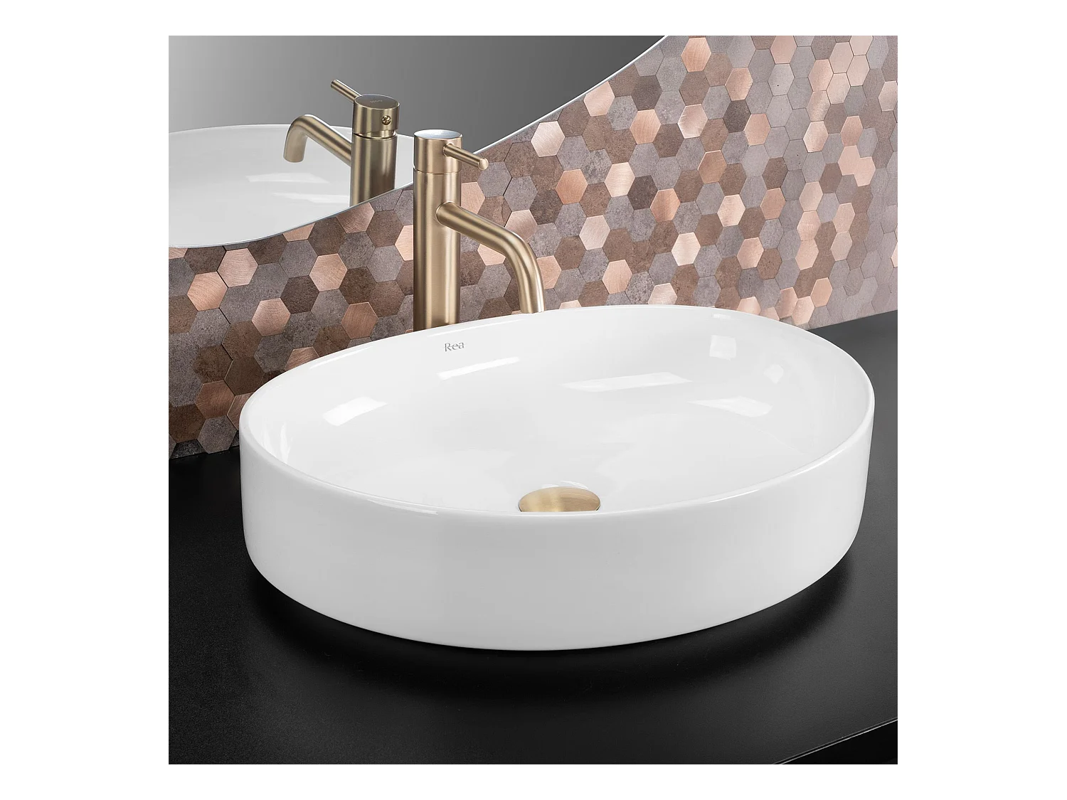 Aufsatzwaschbecken Rea Sabina 50 Oval White