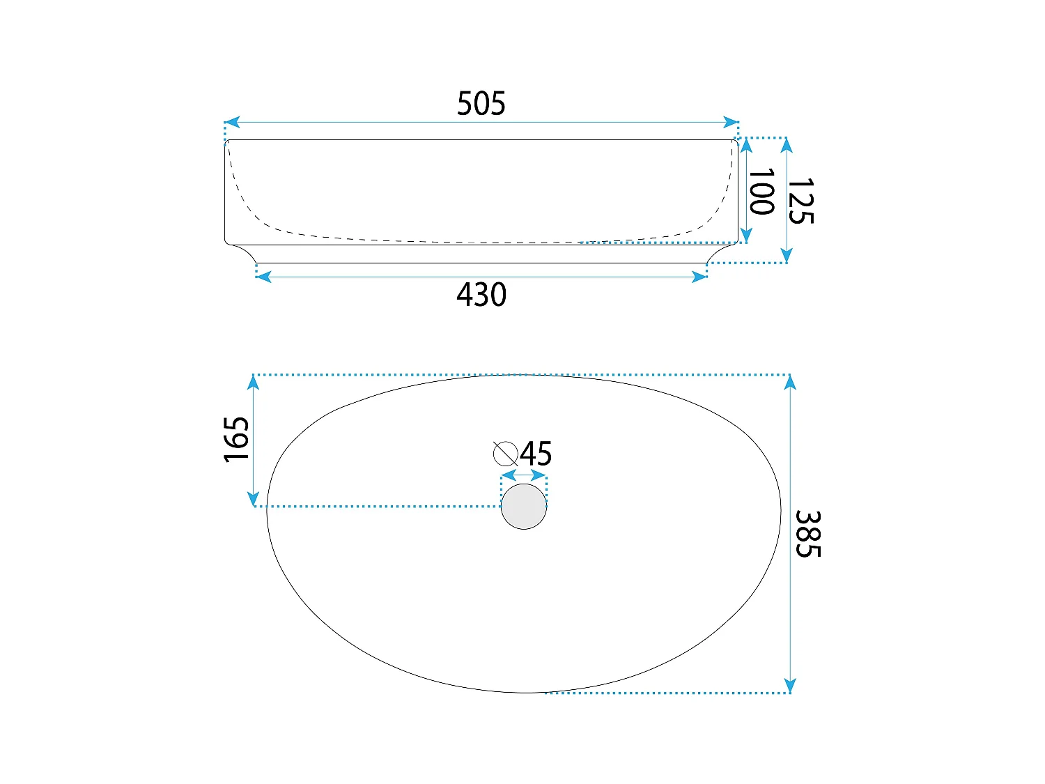 Aufsatzwaschbecken Rea Sabina 50 Oval White