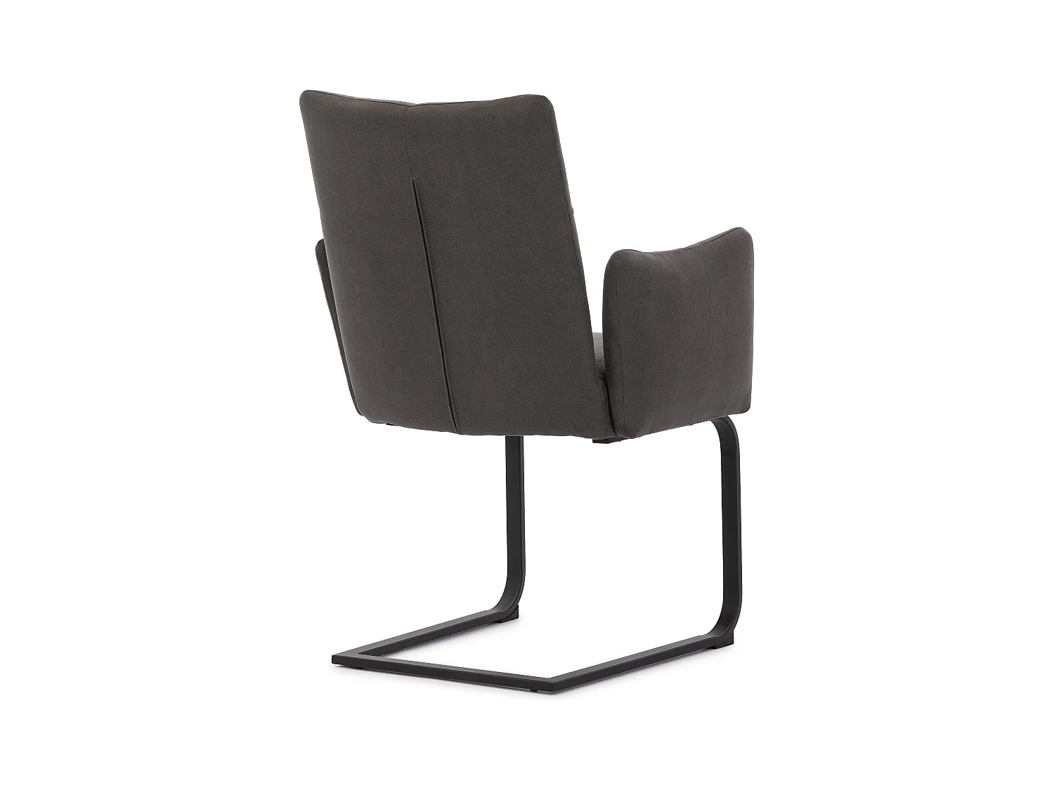 Lot de 2 chaises rembourrées au design moderne, en microfibre anthracite effet vintage, avec accoudoirs et piètement luge en métal noir - Hera