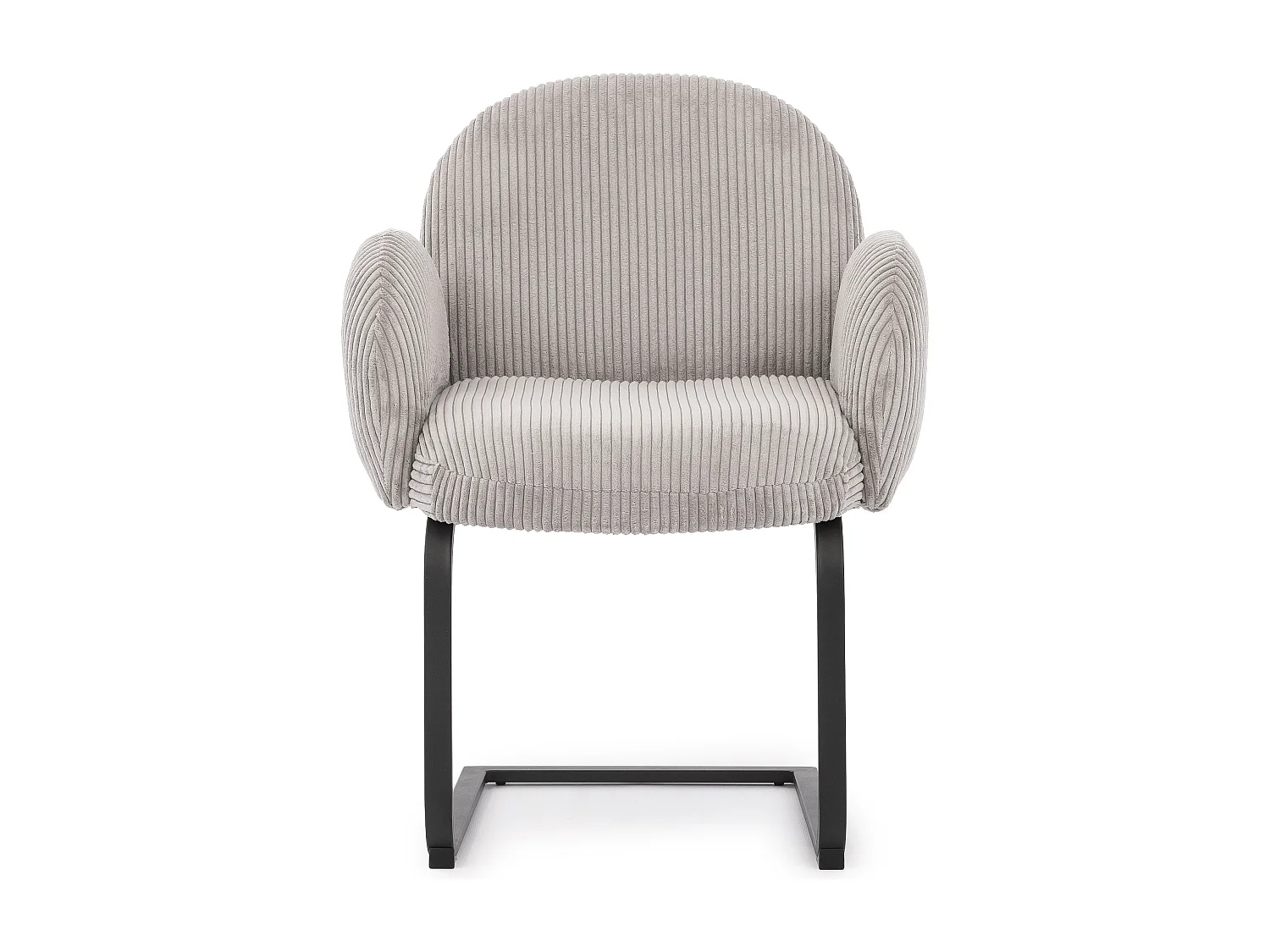 Lot de 2 chaises rembourrées de style Japandi au design arrondi, en velours côtelé gris avec une structure en métal noir - Vela