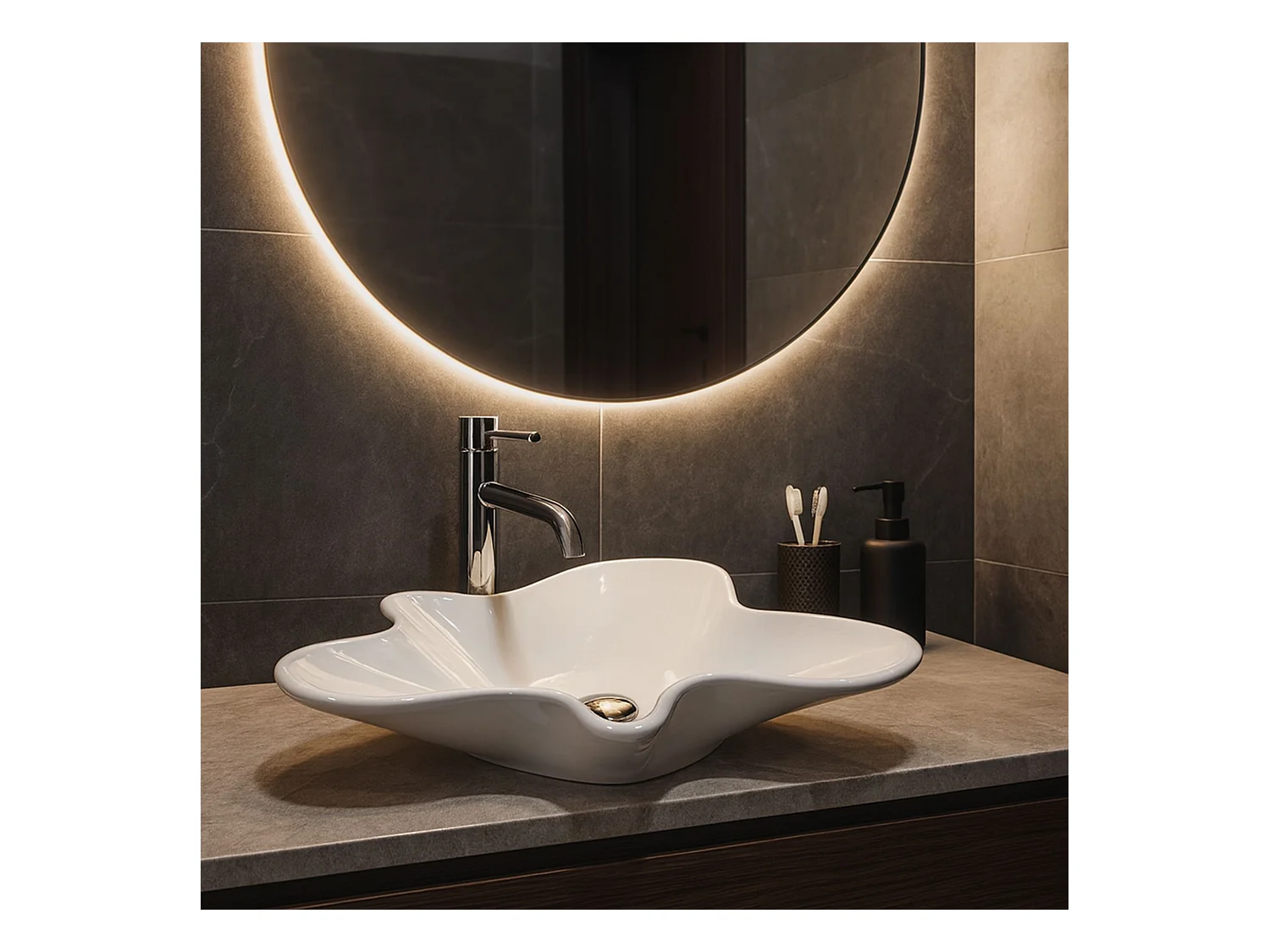 Aufsatzwaschbecken Rea Izolda Asymetric White