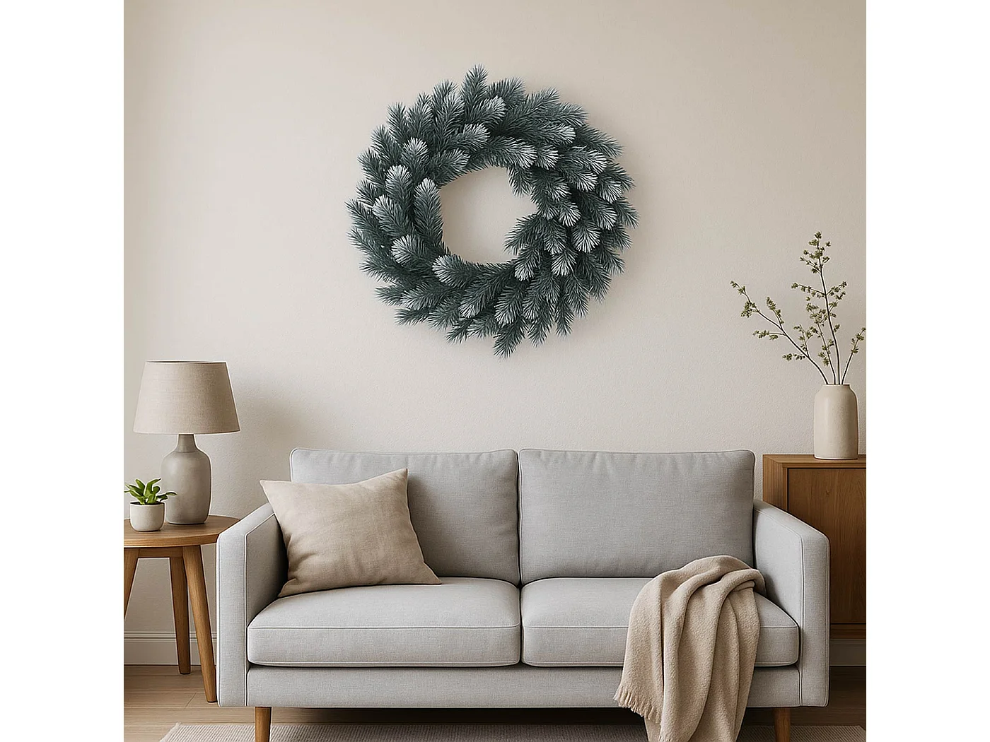 Couronne artificielle MCW-O98,  sapin avec neige