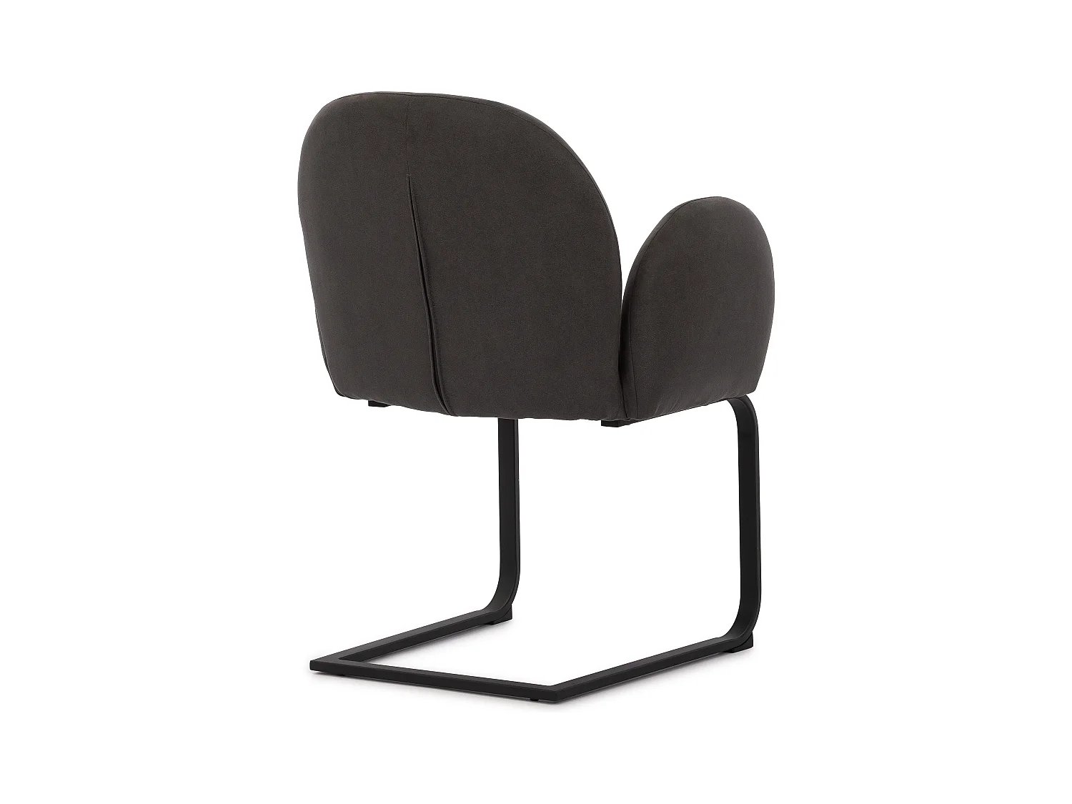 Lot de 2 chaises rembourrées de style Japandi au design arrondi, en microfibre anthracite effet vintage avec une structure en métal noir - Vela