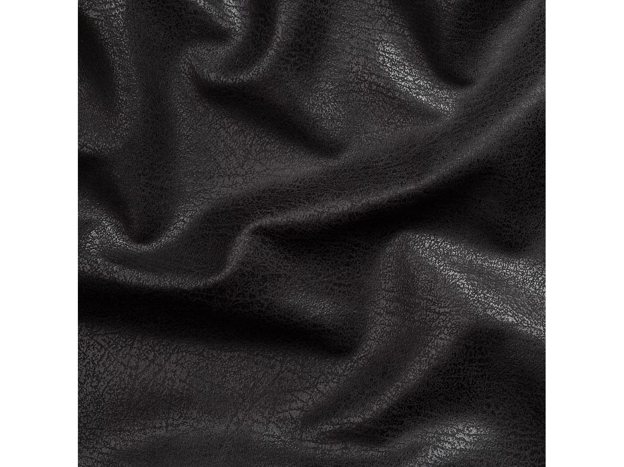 Lot de 2 chaises rembourrées de style Japandi au design arrondi, en microfibre anthracite effet vintage avec une structure en métal noir - Vela