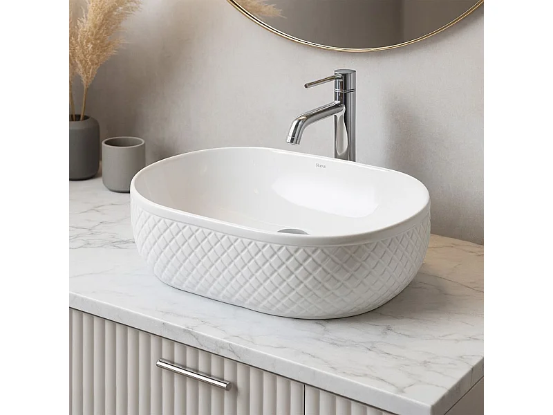 Aufsatzwaschbecken Rea Oktawia Oval White