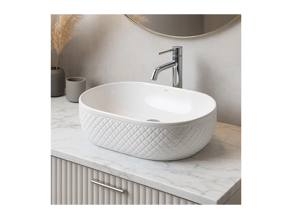 Lavabo Da Appoggio Rea Oktawia Oval White