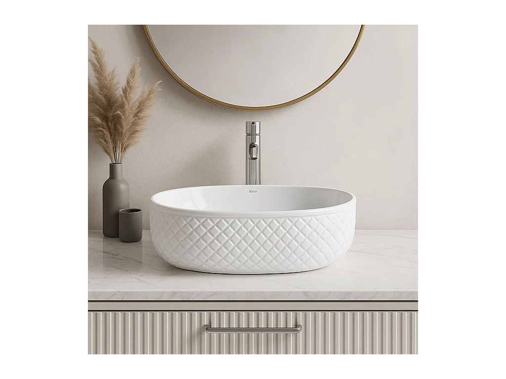 Lavabo Da Appoggio Rea Oktawia Oval White