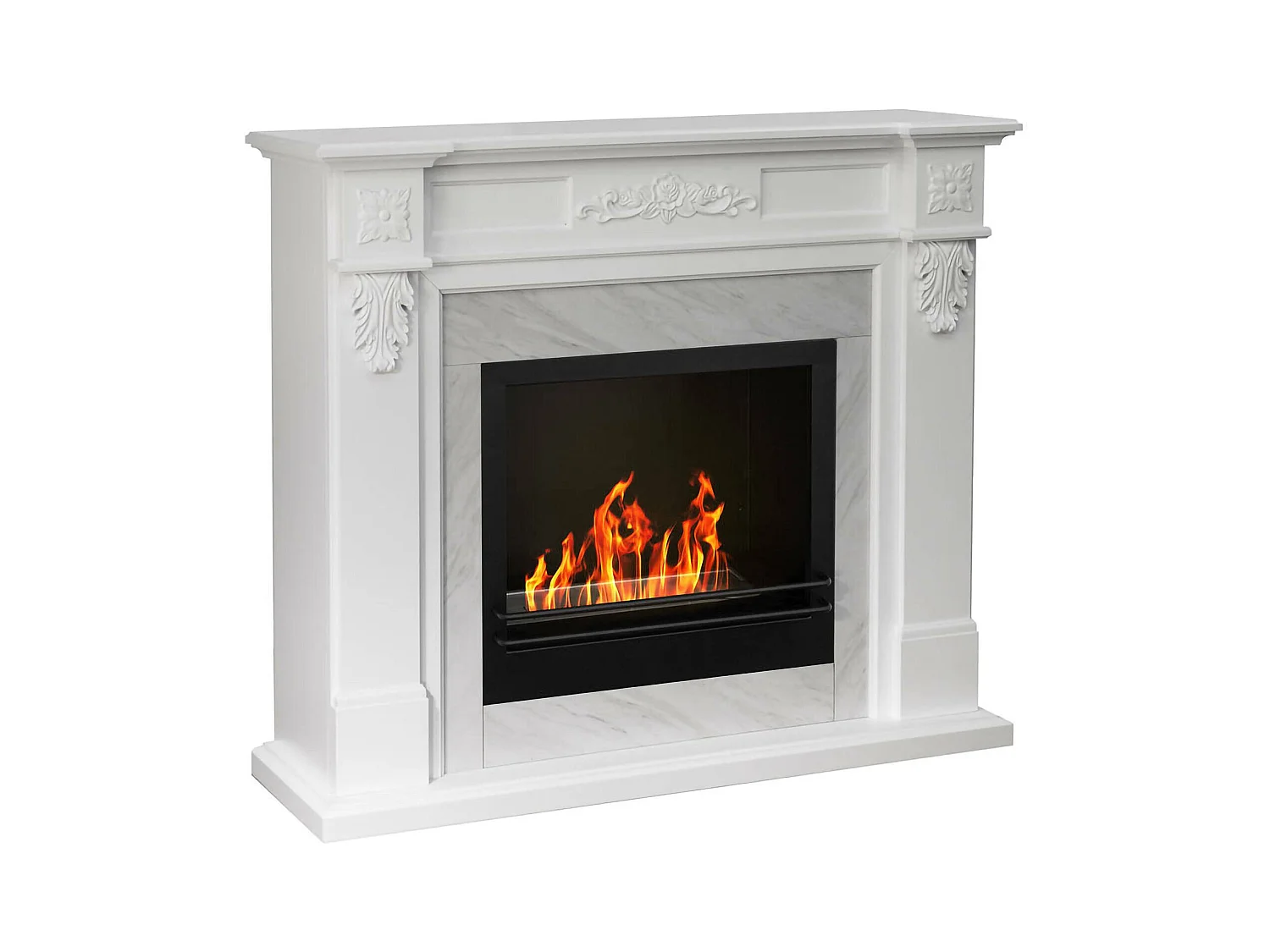 Cheminée à bioéthanol Arborio, capacité 1,8 L Made in Italy, 121x38x108h cm blanc