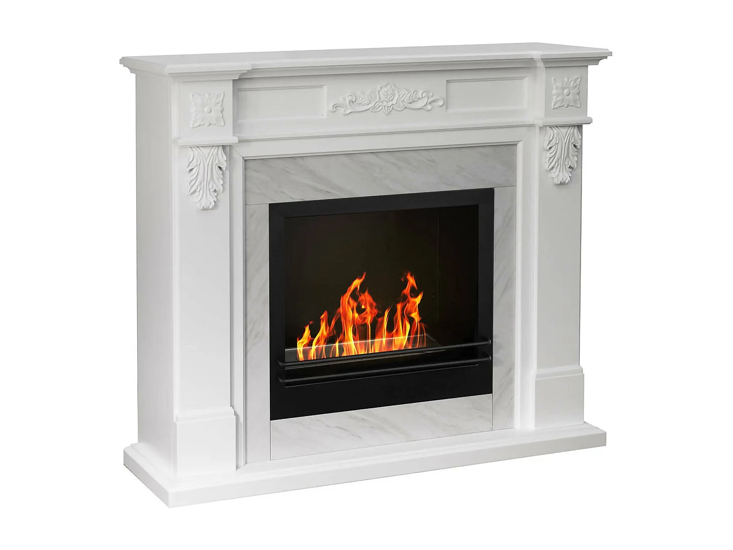 Cheminée à bioéthanol Arborio, capacité 1,8 L Made in Italy, 121x38x108h cm blanc