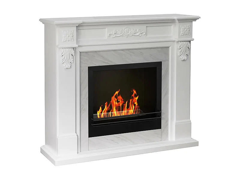 Momotombo bio-ethanol haard, Ecologische haard, Rookloze haard, Ethanolverwarmer, Made in Italy, 38x121 h108 cm, Wit