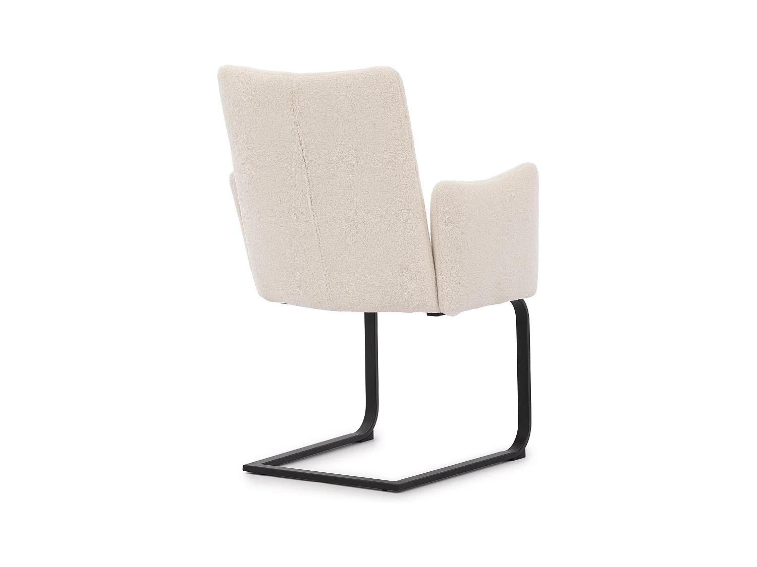 Lot de 2 chaises rembourrées au design moderne, en bouclé blanc, avec accoudoirs et piètement luge en métal noir - Hera