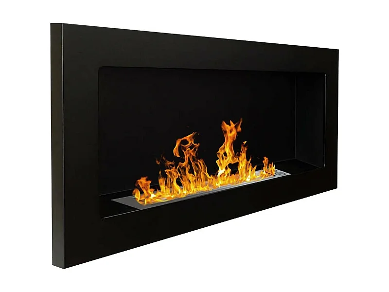 Bioethanol Kamin Aisone, Kapazität 0,75 l Made in Italy, 12x90x39h cm Schwarz