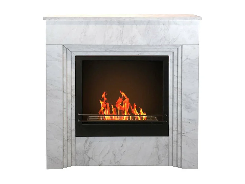 Chimenea de bioetanol Kanlaon, Chimenea ecológica, Hogar sin humo, Calefactor de etanol, Made in Italy, 96x35 h96 cm, Blanco