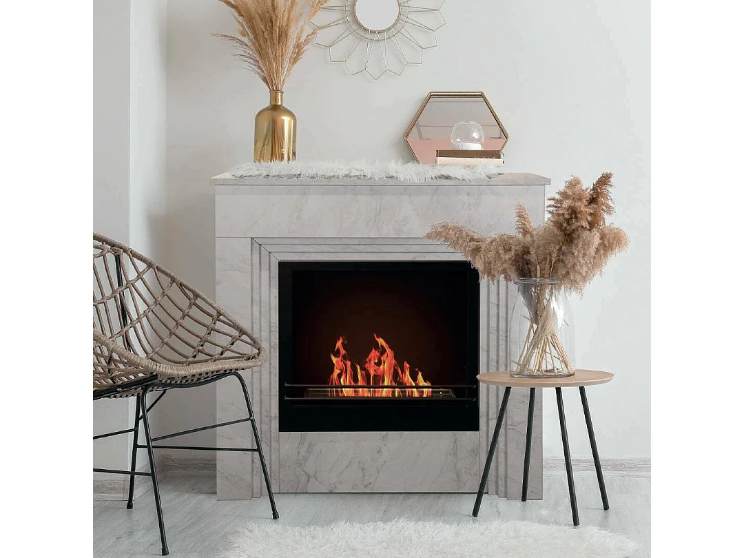 Cheminée bioéthanol Kinsasa, Capacité 1,8 lt Fabriqué en Italie, 35x96x96h cm Blanc